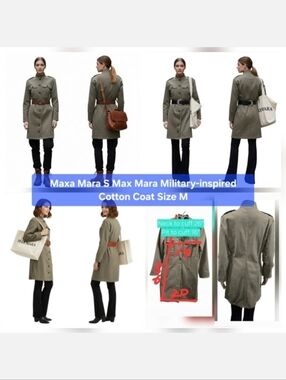 Maxa Mara S Max Mara Military-inspired Cotton Coat Size M